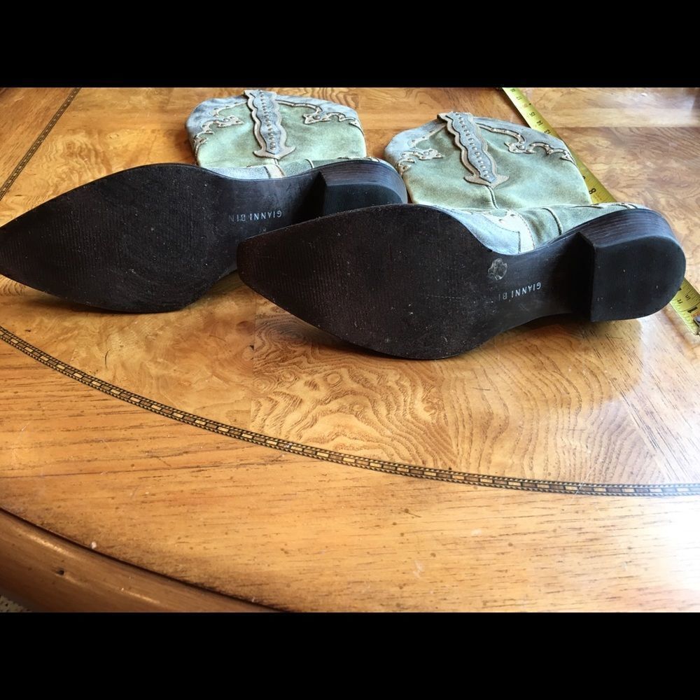 GIANNI BINI 2” Heel Weathered Studded Light Green - Picture 5 of 8